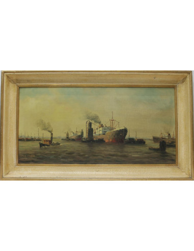 Escuela Holandesa: Vista de puerto