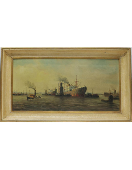 Escuela Holandesa: Vista de puerto