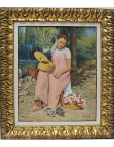 J. Borrell: Niña con flores