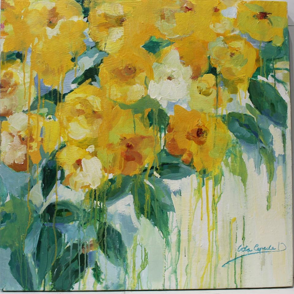 Flores amarillas | Cuadro al óleo de Lola Cepeda