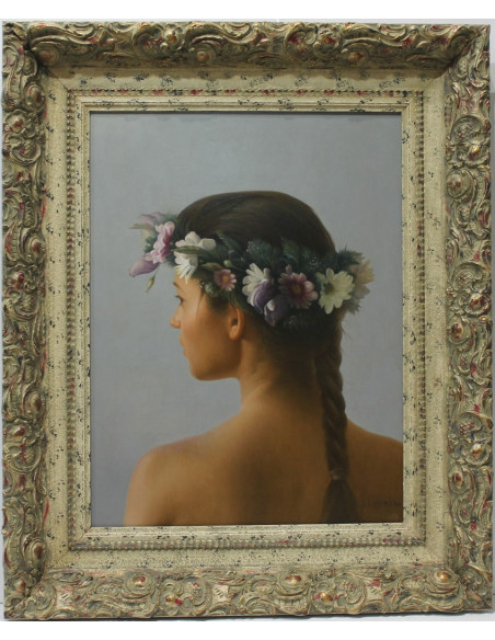 Zambrana: Mujer con corona de flores