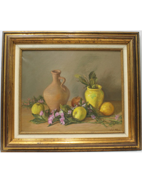 José Ortega: Still life vessel and fruits