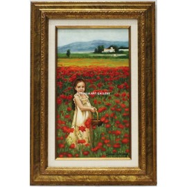 Girl picking poppies