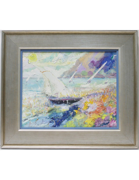Escuela Holandesa: Colorful sailboat