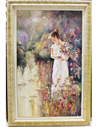 Santillán: Mujer con cesta de flores