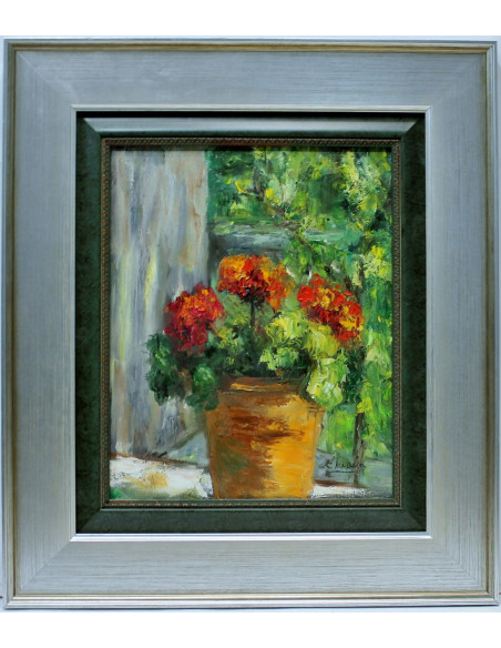 Rosa María: Flowerpot and geraneos