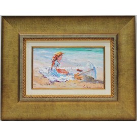 Figures of a girl on the beach