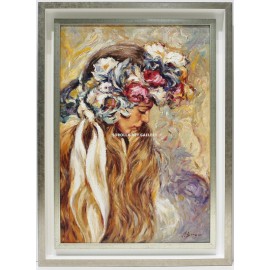 Woman with flowers on her head