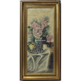 Still life of flowers and grapes
