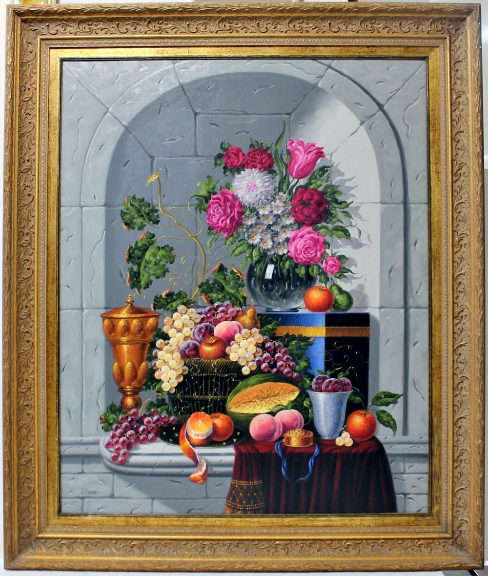 J. Andrés: Flower and fruit still life