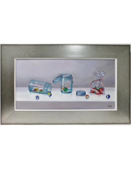 Raquel Carbonell: Still life with marbles and sweets