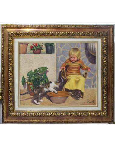 J. Borrell: Niña con gato