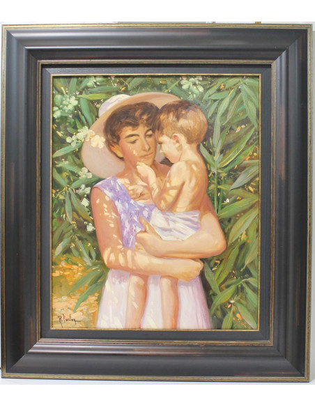 "Mi hija y mi nieto" | Cuadro al óleo de Fuster