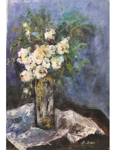 Jarrón de flores blancas | Cuadro al óleo de Ana Delgado