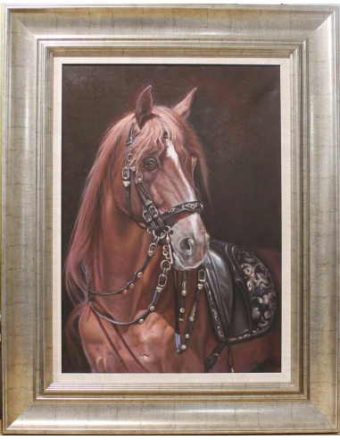 Caballo castaño | Cuadro al óleo de Mario Díaz