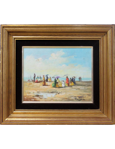 Figuras en la playa | Cuadro al óleo de Jorquera