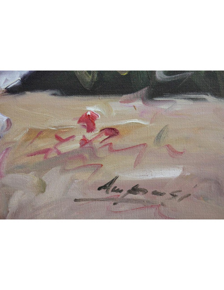 Mujer con flores | Cuadro al óleo de Amprosí