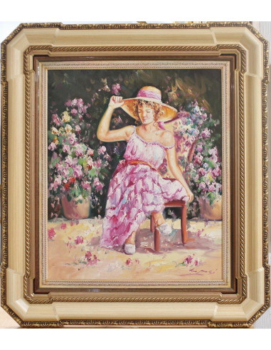 Mujer con sombrero | Cuadro al óleo de Amprosí
