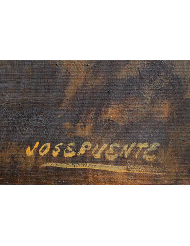 Toros en el campo | Cuadro al óleo de José Puente