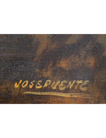 Toros en el campo | Cuadro al óleo de José Puente