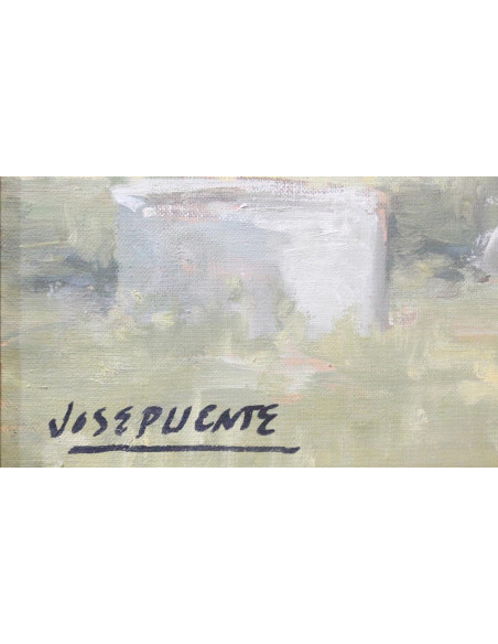 Toros comiendo | Cuadro al óleo de José Puente