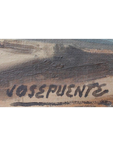 Cruzando las vías | Cuadro al óleo de José Puente