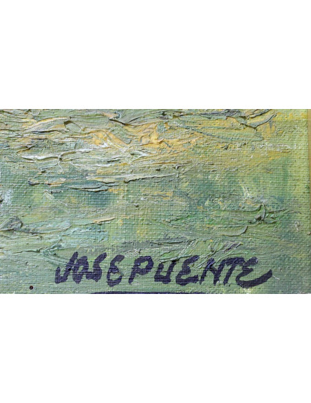 Toros en el campo | Cuadro al óleo de José Puente