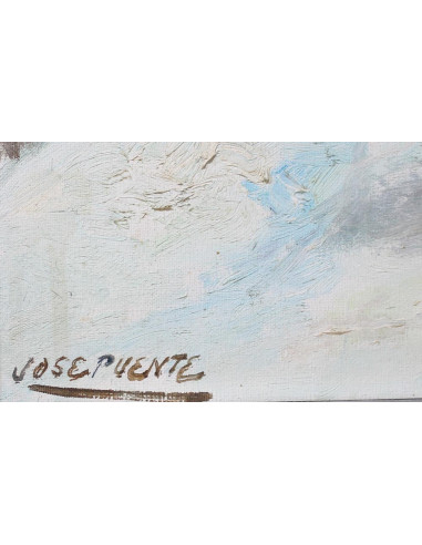 Toros en la nieve | Cuadro al óleo de José Puente