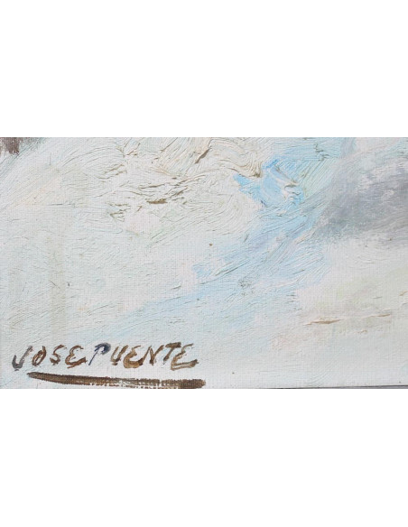 Toros en la nieve | Cuadro al óleo de José Puente