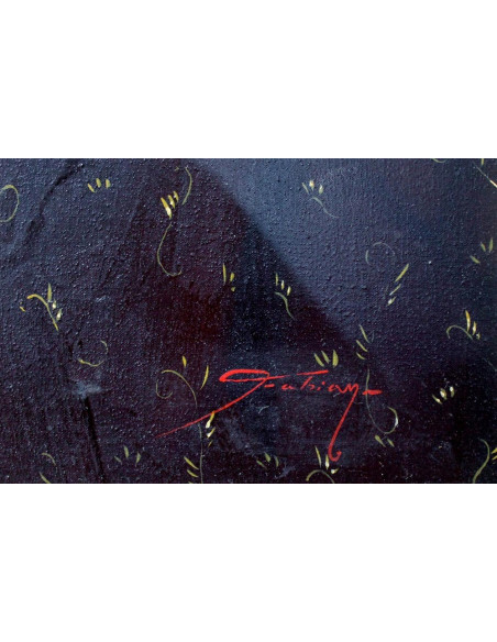 Sombreros y pentagramas | Cuadro al óleo de Santiana