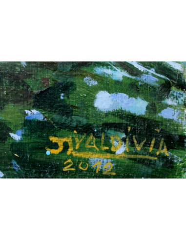 Fuente con macetas (Alcazar de Sevilla) | Cuadro al óleo de José Luis Valdivia