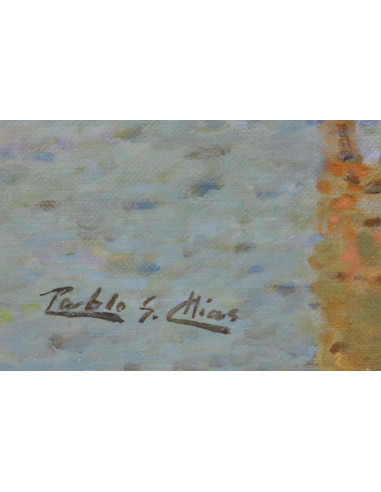 Pescadoras en la playa | Cuadro al óleo de Pablo Segarra Chías