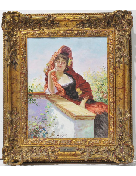 Mujer con mantilla | Cuadro al óleo de Luis de Pereda