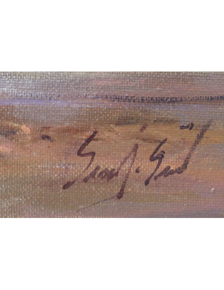 Mujer en la playa | Cuadro al óleo de Said Saadi