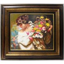 Woman with basket of flowers