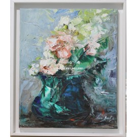 Vase of green flowers