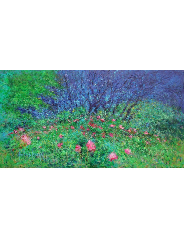 Bosque de peonias  | Cuadro al óleo de Andrés Rueda