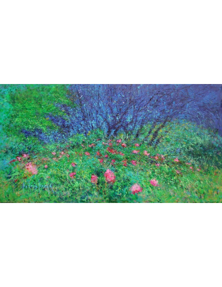 Bosque de peonias  | Cuadro al óleo de Andrés Rueda