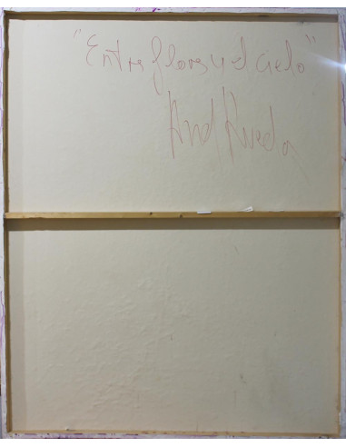 Entre flores y el cielo | Cuadro al óleo de Andrés Rueda