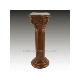 Walnut pedestal with Marble - 91cm Square Chapiter