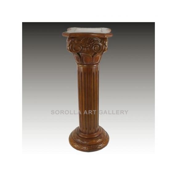 Pedestals: Walnut pedestal with Marble - 91cm Square Chapiter