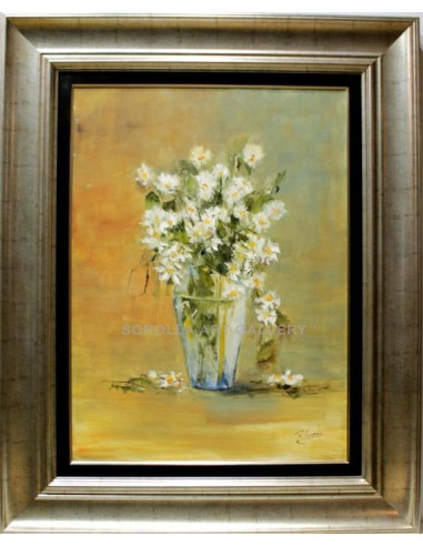 Rosa María: Vase of daisies